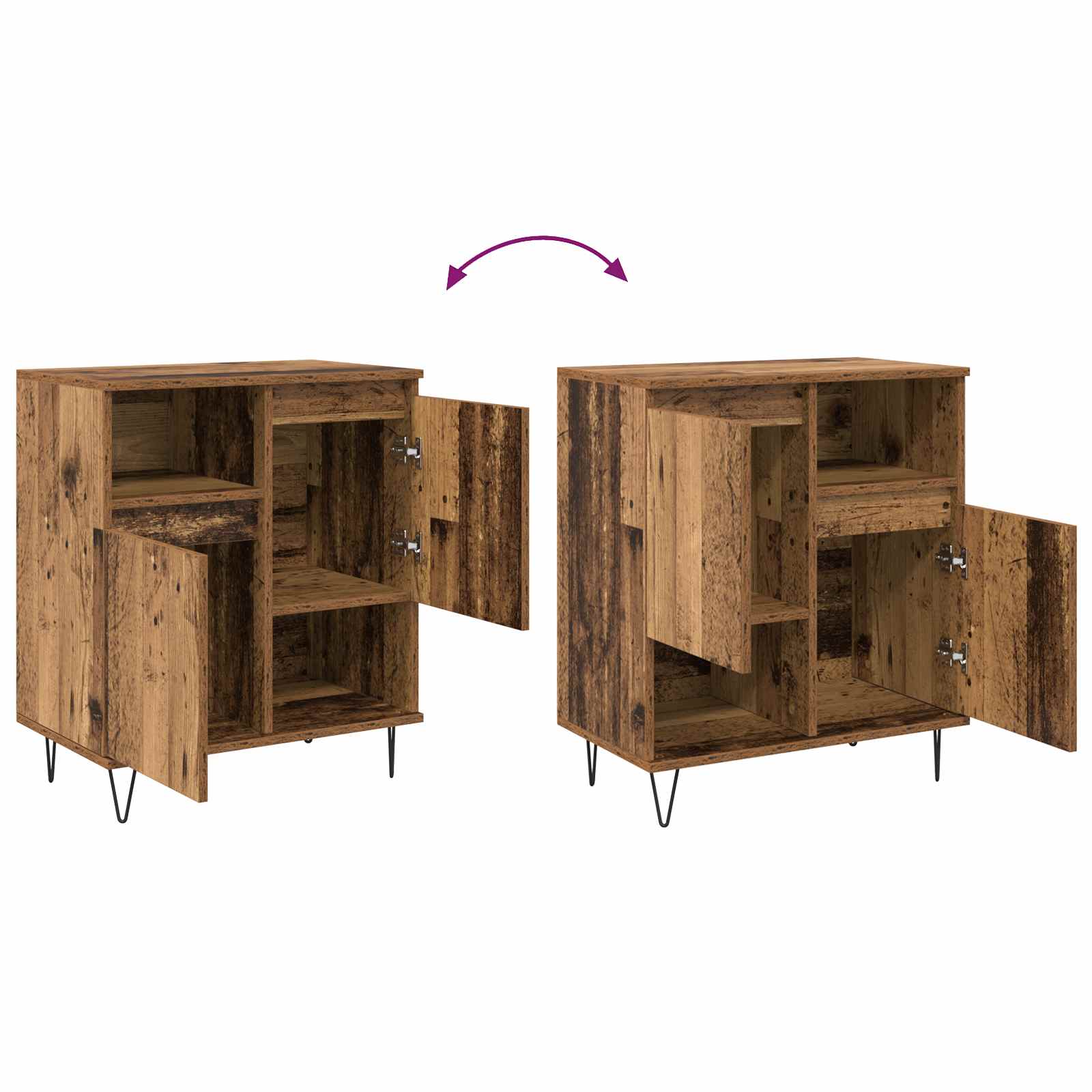 Kreveta 2 pcs Staro drvo 60 x 35 x 70 cm