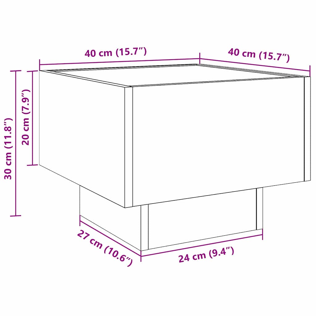 Kava Stol Staro drvo 40 x 40 x 30 cm Konstruirano drvo