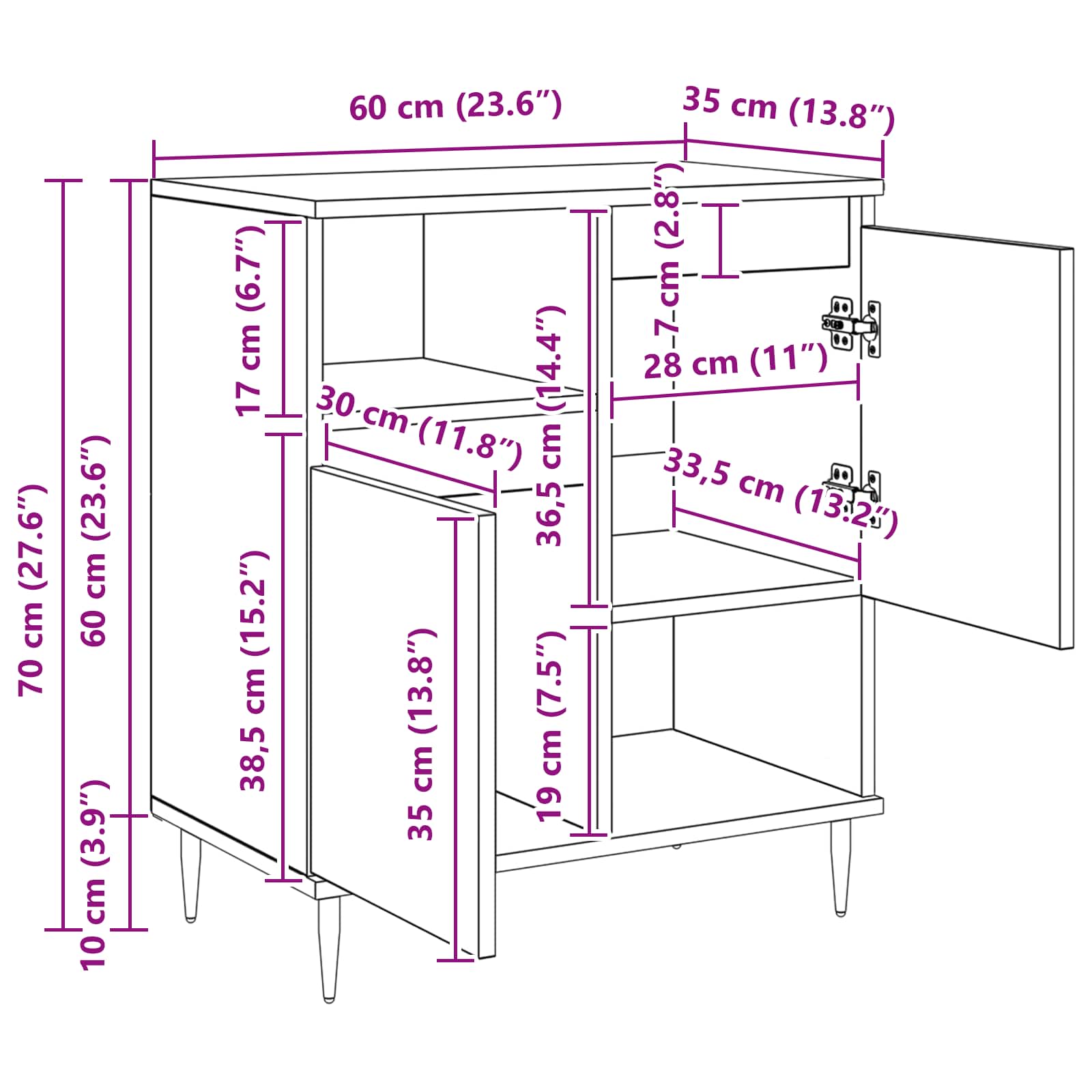 Komode 2 pcs Crni hrast