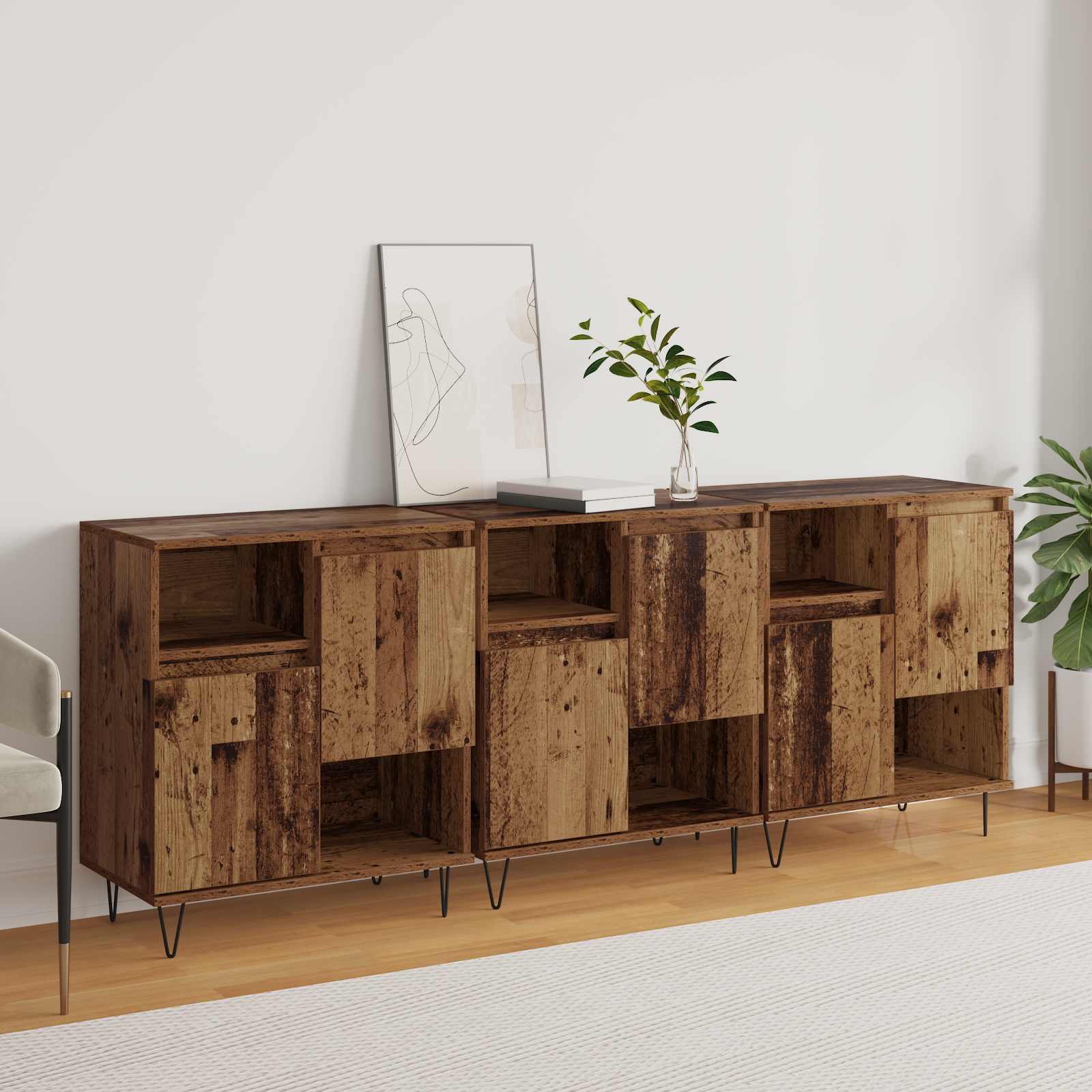 Kreveta 3 pcs Staro drvo 60 x 35 x 70 cm
