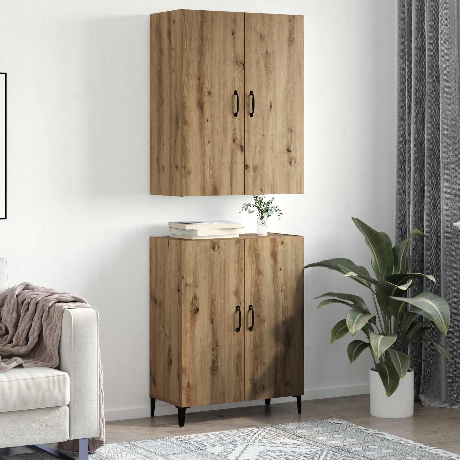 Highboard 2 pcs Umjetnički hrast Konstruirano drvo