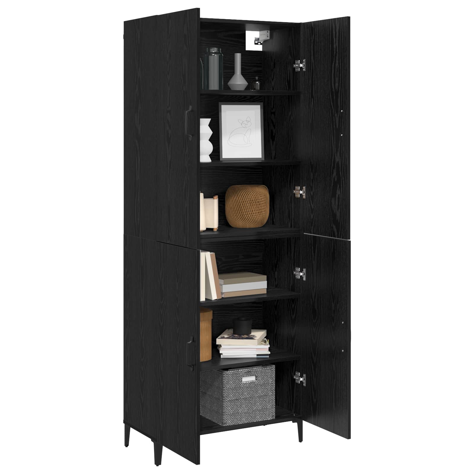 Highboard 2 pcs Crni hrast Konstruirano drvo