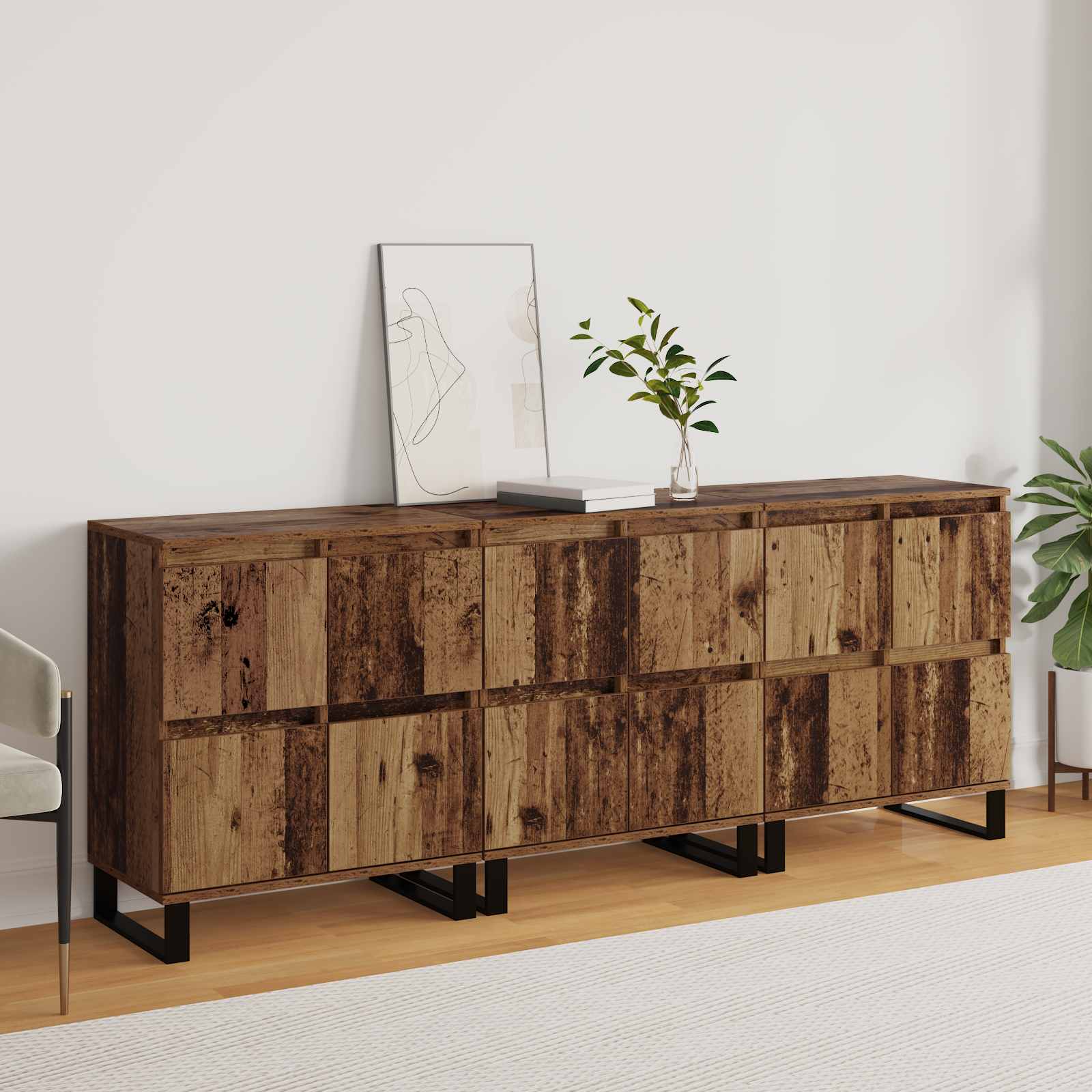 Kreveta 3 pcs Staro drvo 60 x 35 x 70 cm
