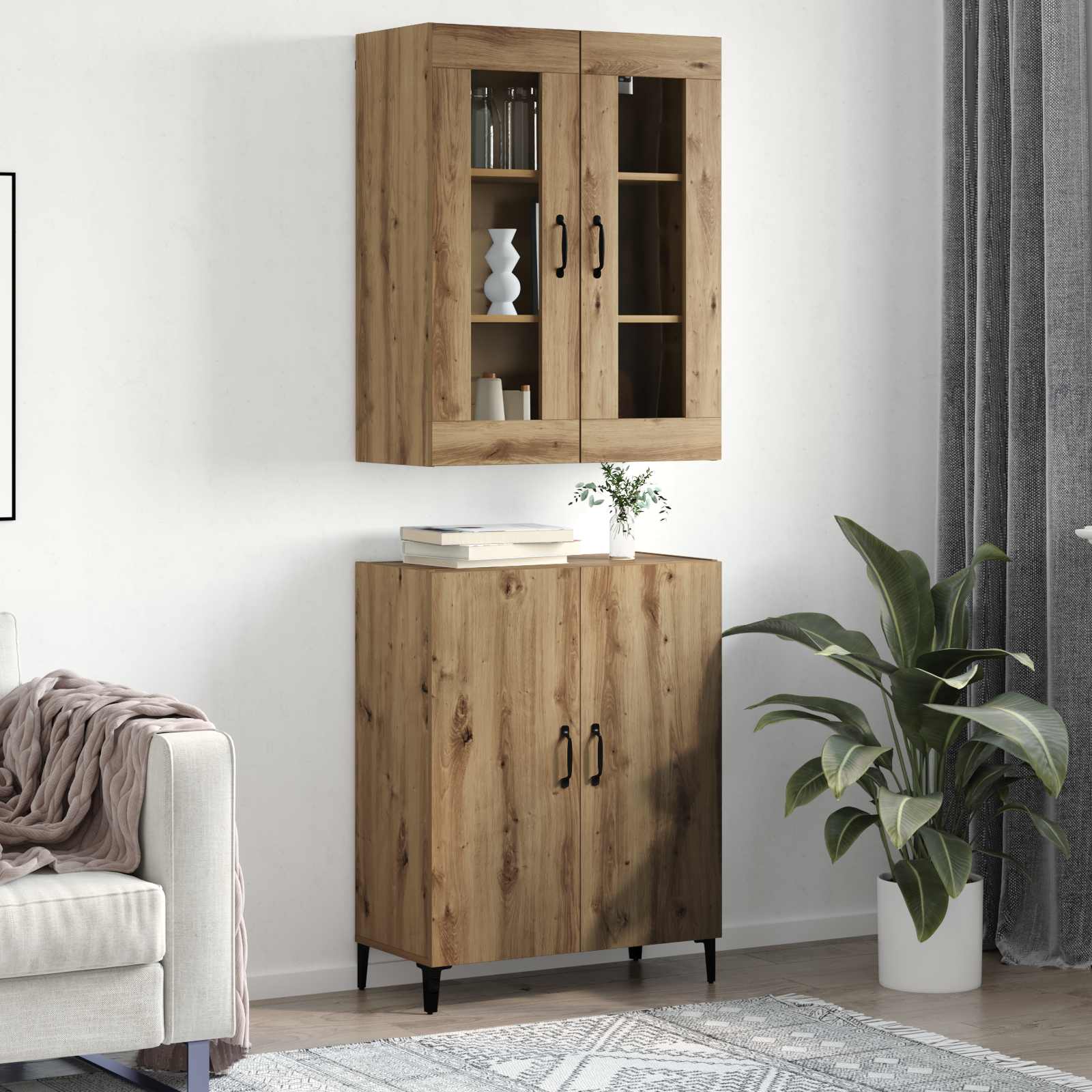Highboard 2 pcs Umjetnički hrast Konstruirano drvo
