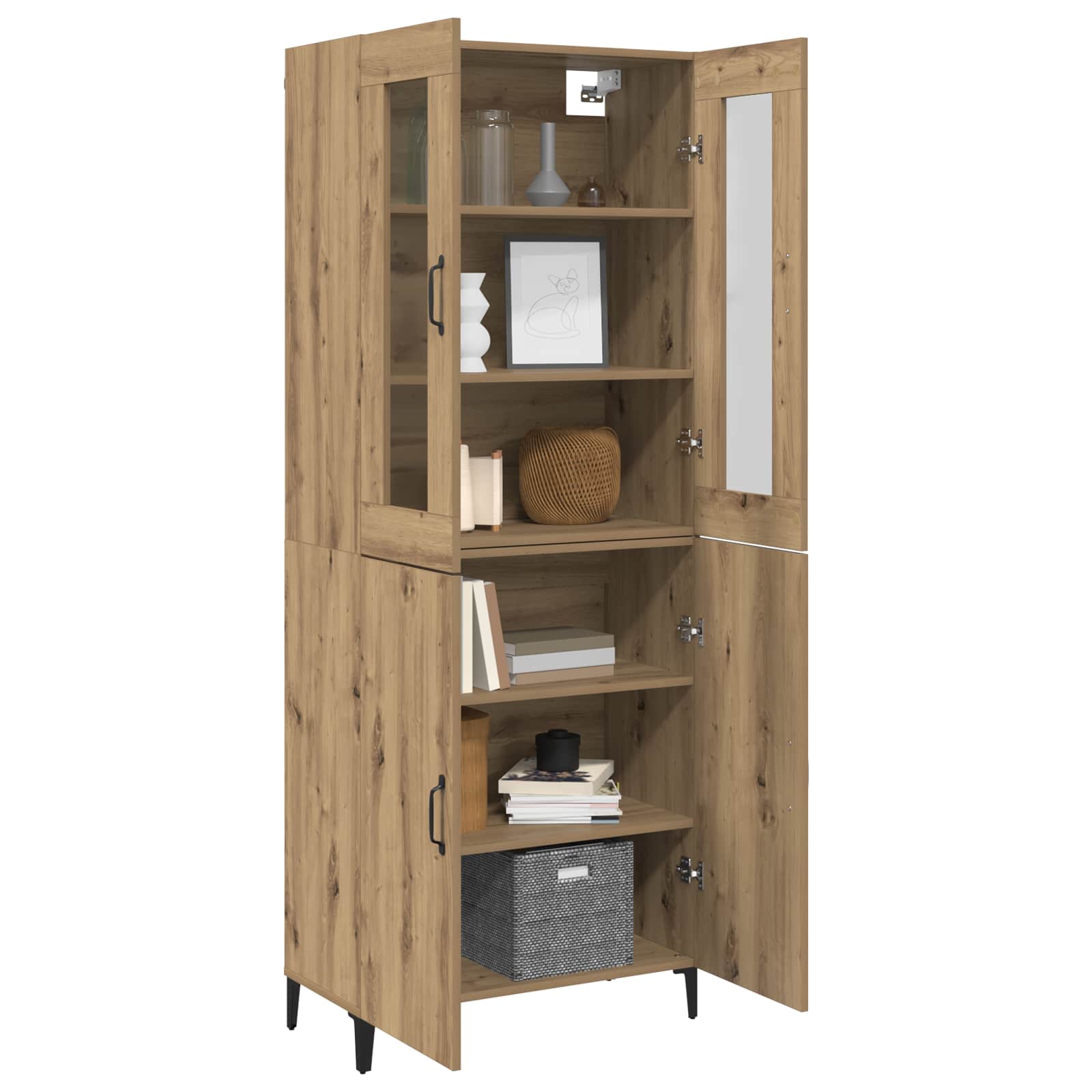 Highboard 2 pcs Umjetnički hrast Konstruirano drvo