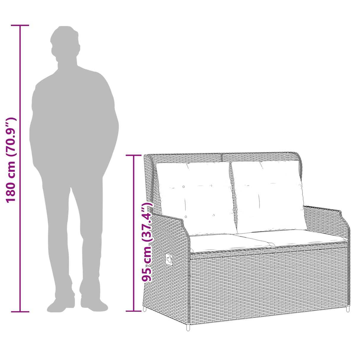 Vrtna klupa Svijetlo siva poliratan