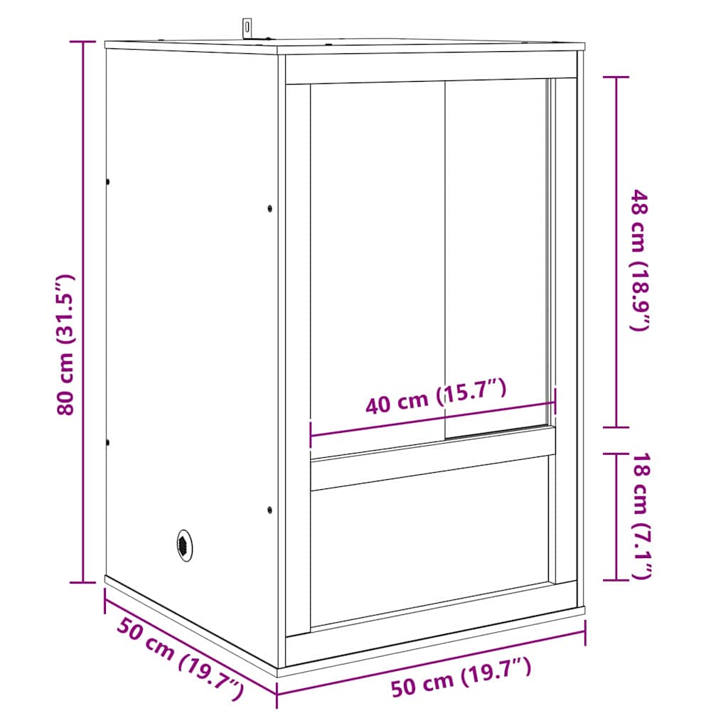 Terarij Smeđa 50 x 50 x 80 cm OSB