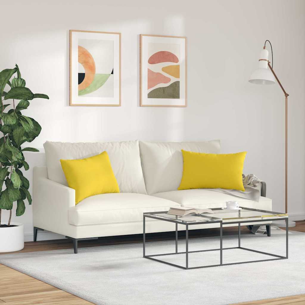 Jastučići za sofu 2 pcs Svijetlo žuta 60 x 40 cm tkanina
