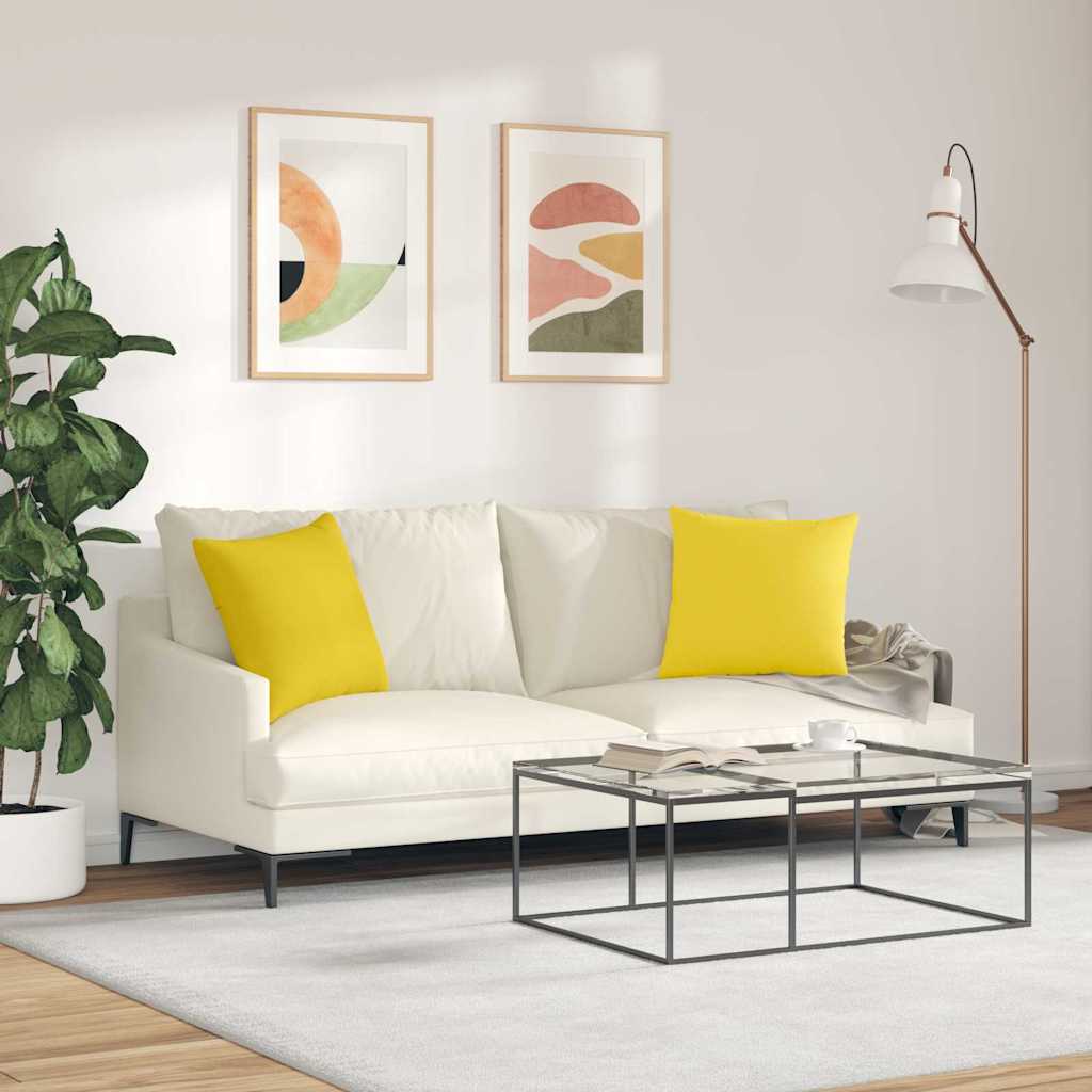 Jastučići za sofu 2 pcs Svijetlo žuta 45 x 45 cm tkanina