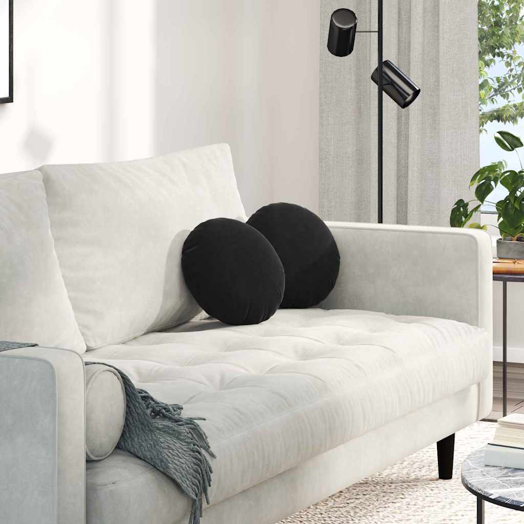 Jastučići za sjedenje 2 pcs Crna Ø30 x 13 cm Baršun