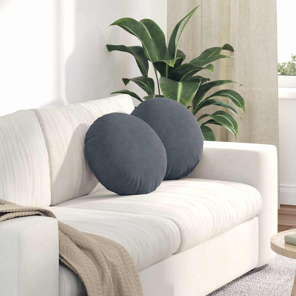 Jastučići za sjedenje 2 pcs Tamno siva Ø 40 x 13 cm Baršun