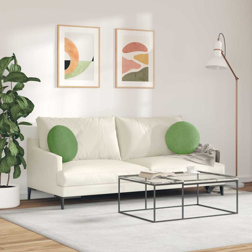 Jastučići za sjedenje 2 pcs Svijetlo zelena Ø 40 x 13 cm Baršun