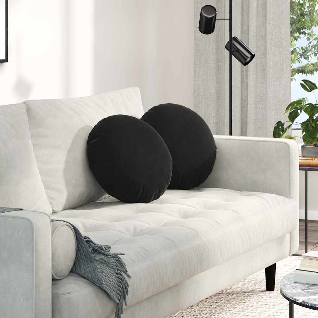 Jastučići za sjedenje 2 pcs Crna Ø 40 x 13 cm Baršun