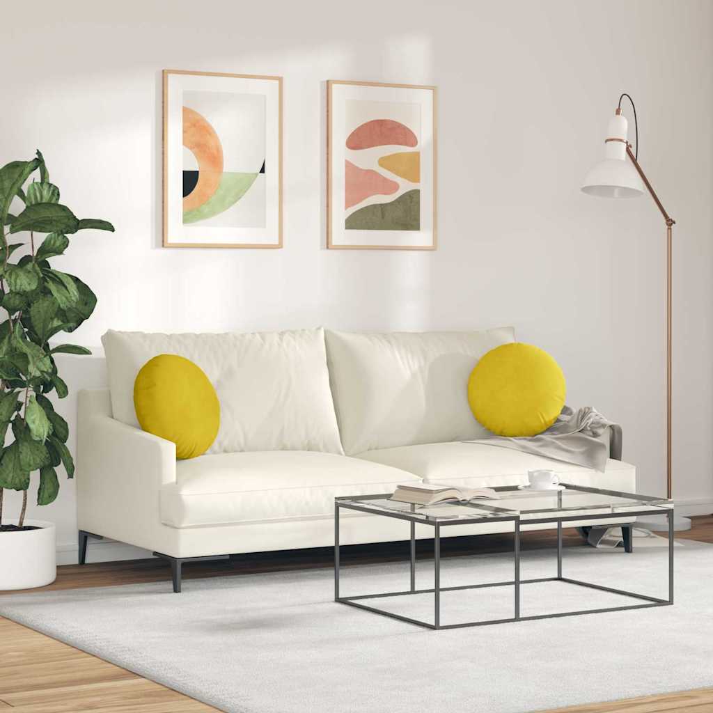 Jastučići za sjedenje 2 pcs Žuta Ø 40 x 13 cm Baršun