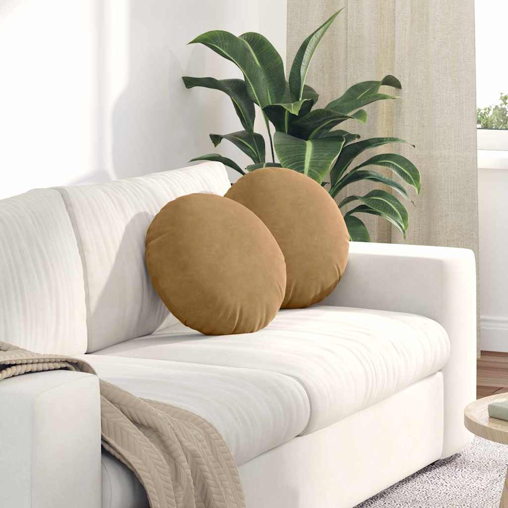 Jastučići za sjedenje 2 pcs Smeđa Ø 40 x 13 cm Baršun