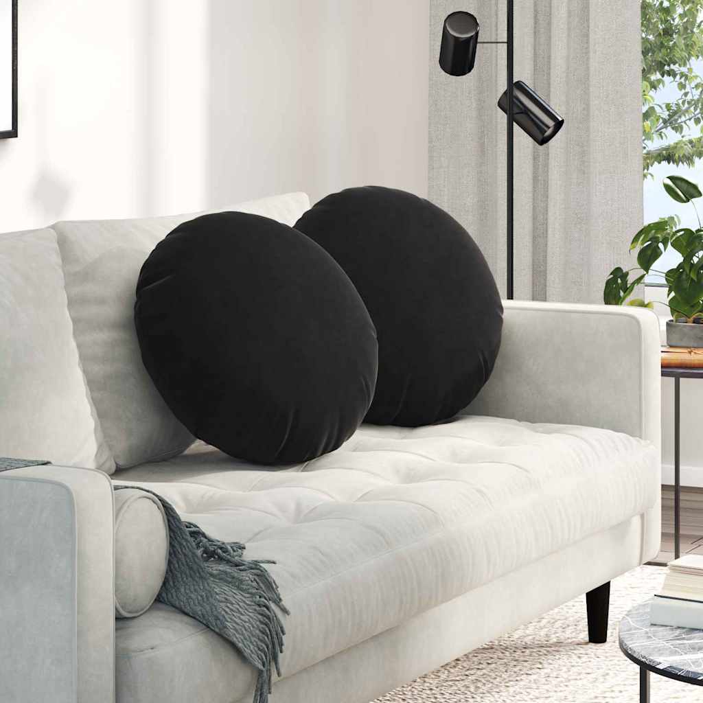 Jastučići za sjedenje 2 pcs Crna Ø50 x 19 cm Baršun