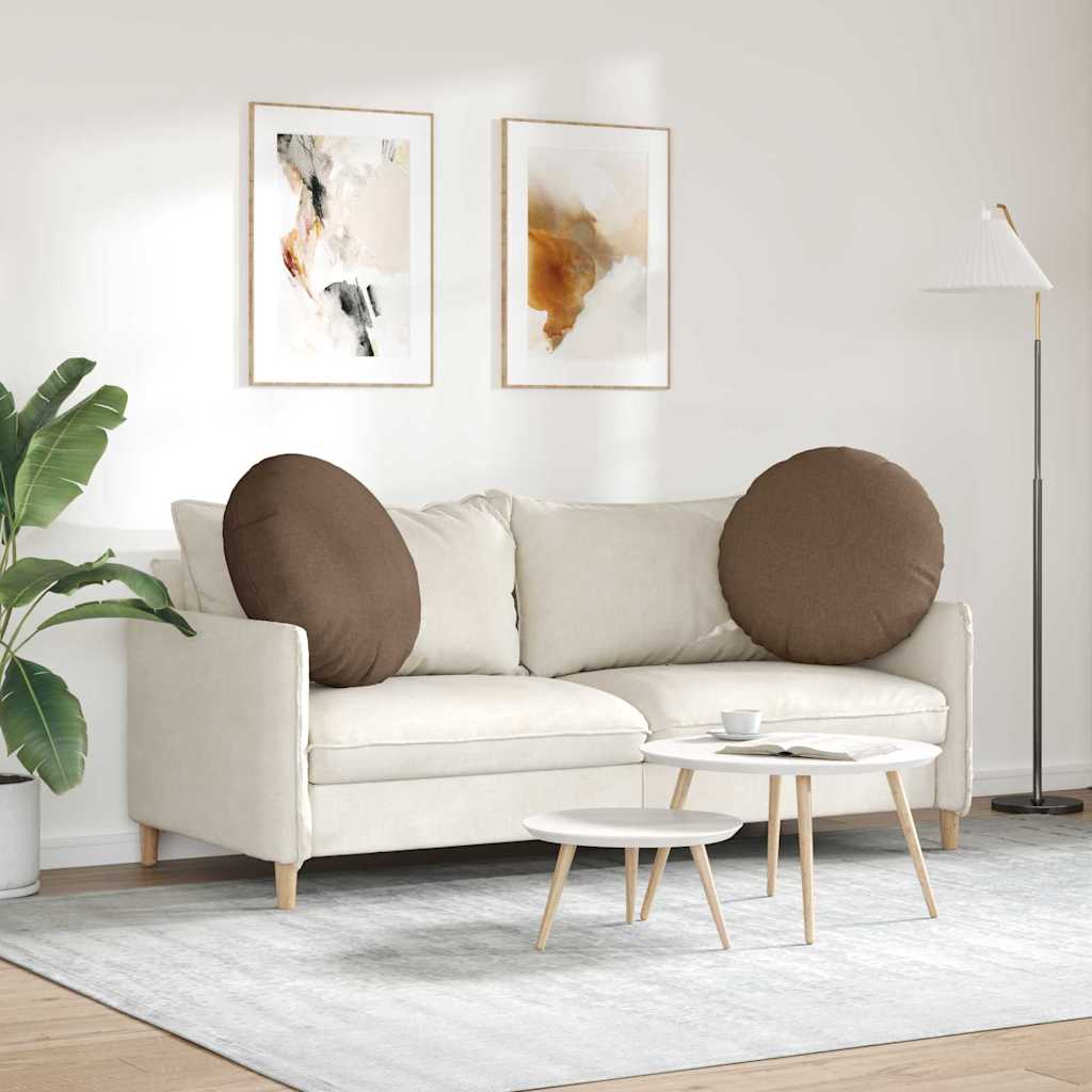Jastučići za sjedenje 2 pcs Smeđa Ø60 x 21 cm tkanina