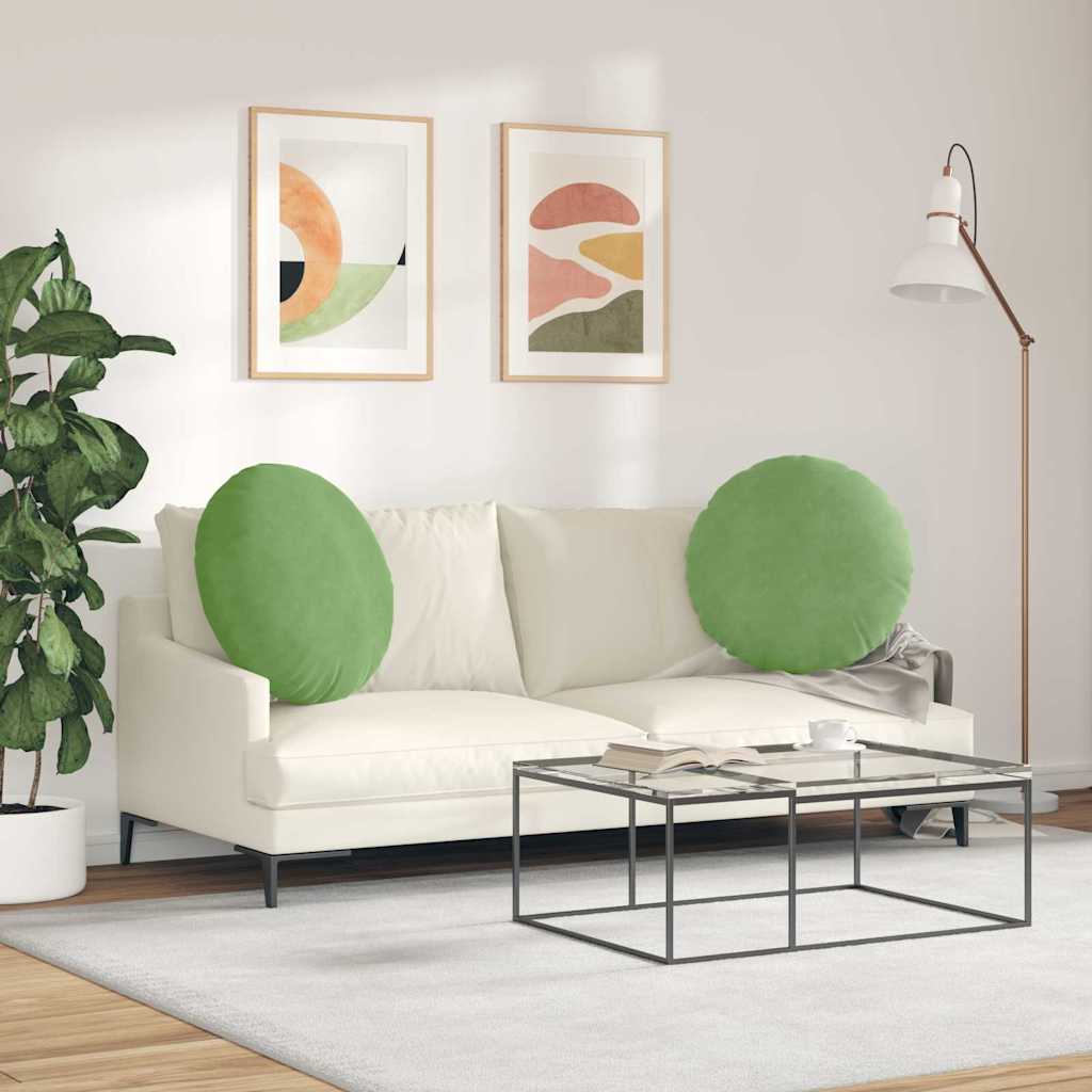 Jastučići za sjedenje 2 pcs Svijetlo zelena Ø 40 x 13 cm Baršun
