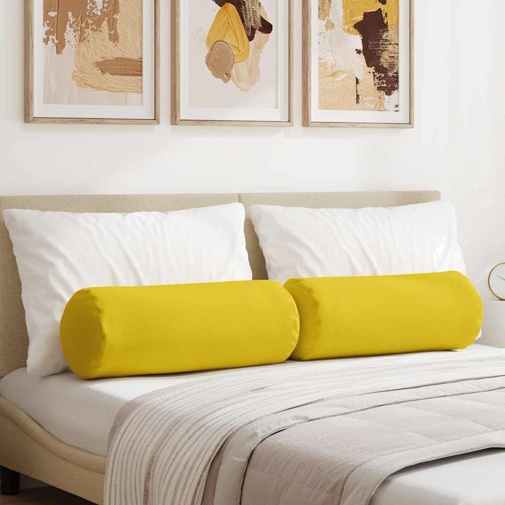 Valjkasti jastučići 2 pcs Svijetlo žuta Ø 25 x 70 cm tkanina