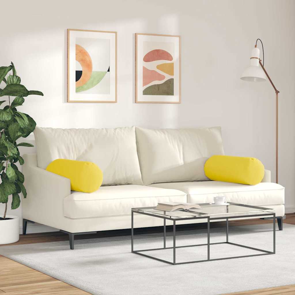 Valjkasti jastučići 2 pcs Svijetlo žuta Ø 25 x 70 cm tkanina