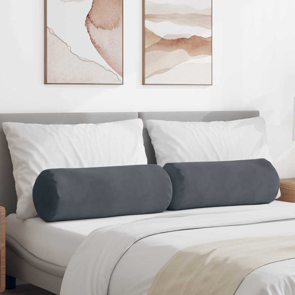 Valjkasti jastučići 2 pcs Tamno siva Ø 25 x 70 cm
