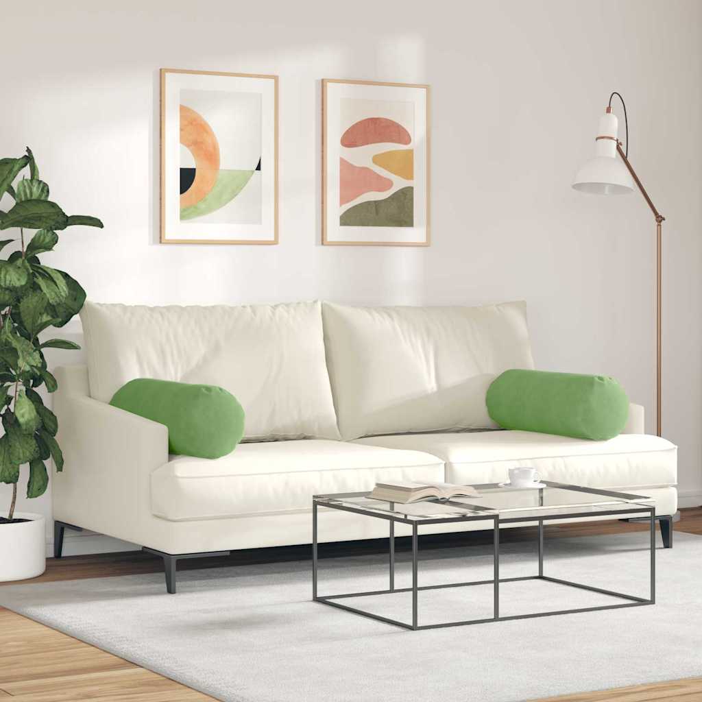 Valjkasti jastučići 2 pcs Svijetlo zelena Ø 25 x 70 cm