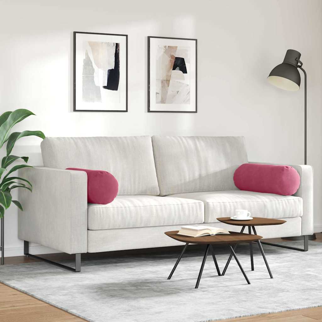 Valjkasti jastučići 2 pcs Vinska crvena Ø 25 x 70 cm