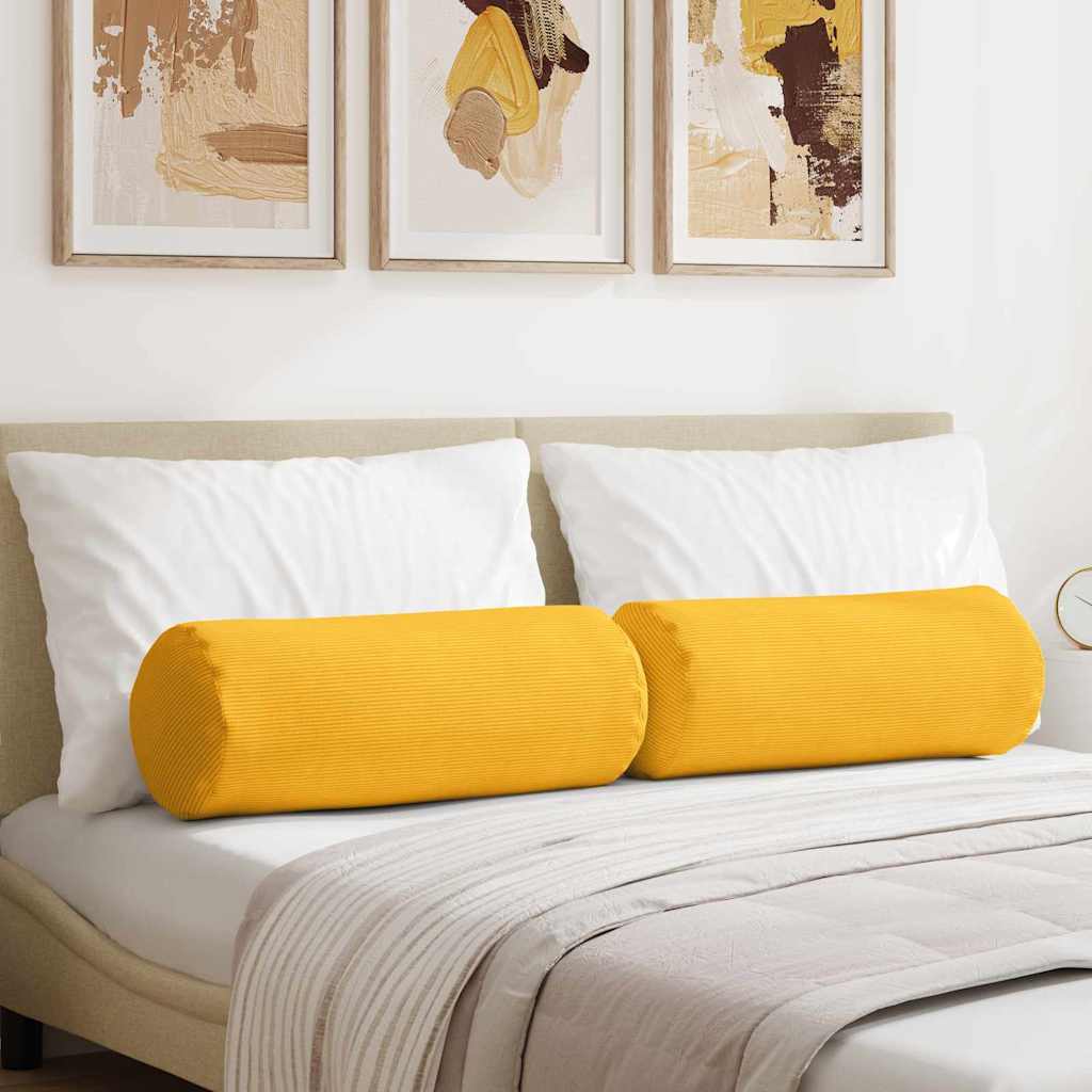 Valjkasti jastučići 2 pcs Svijetlo žuta Ø 25 x 70 cm