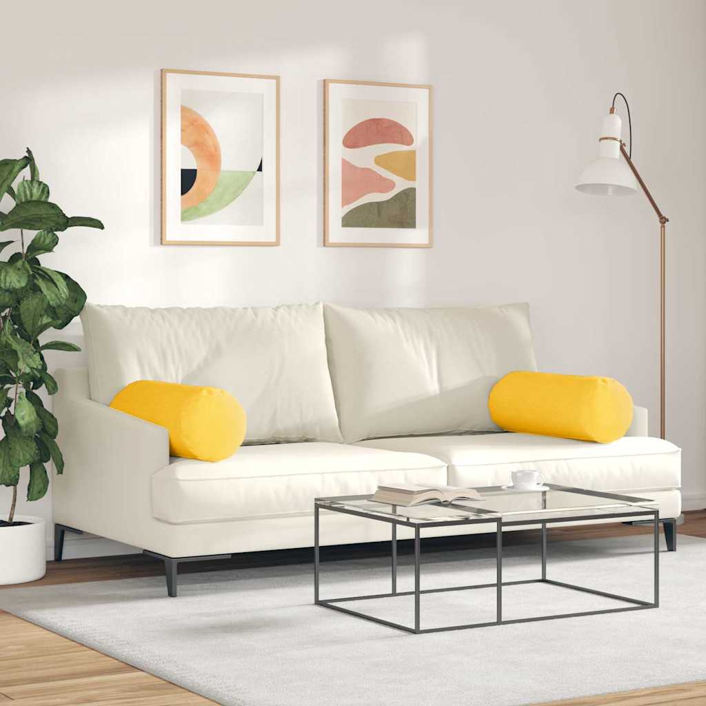 Valjkasti jastučići 2 pcs Svijetlo žuta Ø 25 x 70 cm