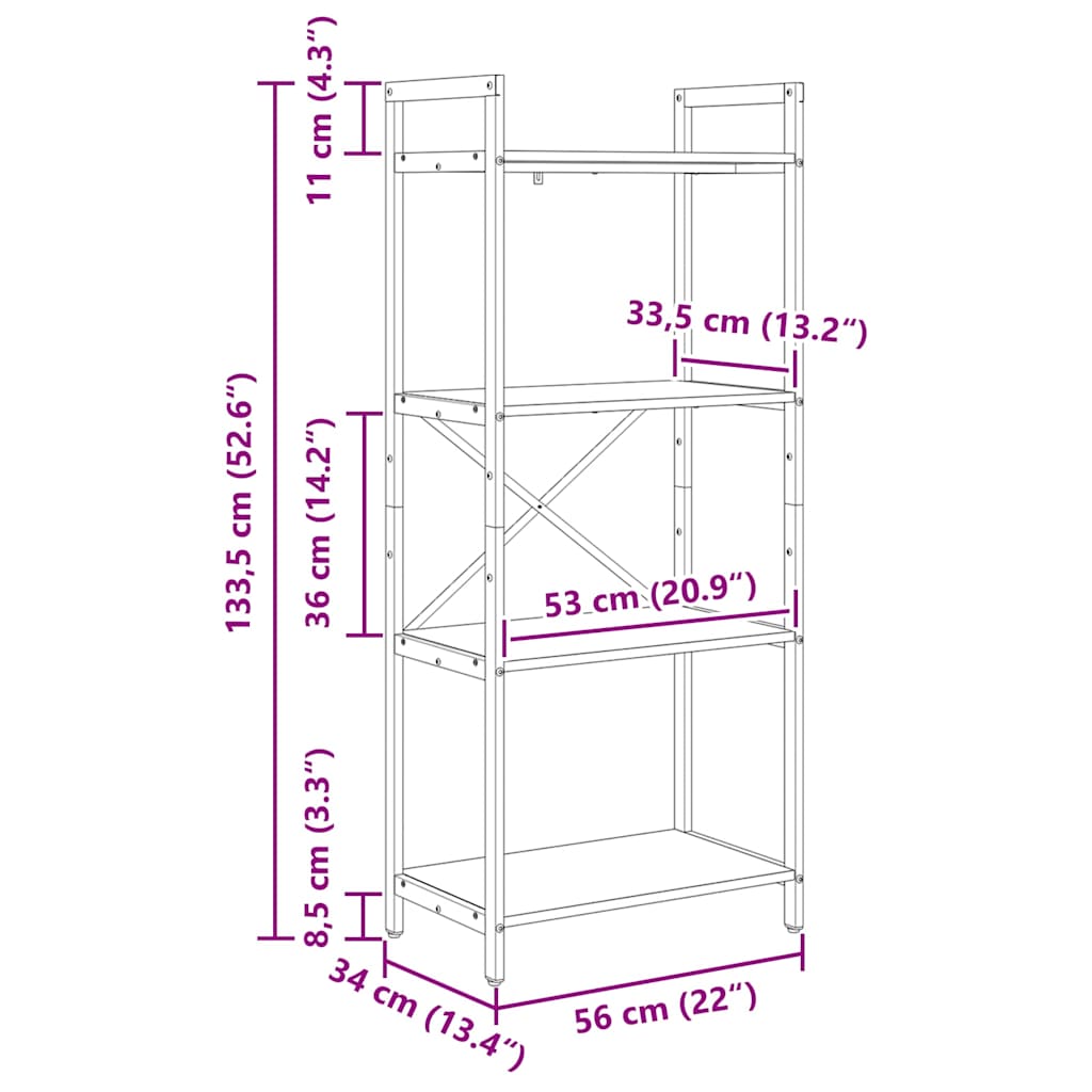 Polica Sonoma hrast 56 x 34 x 133,5 cm Konstruirano drvo