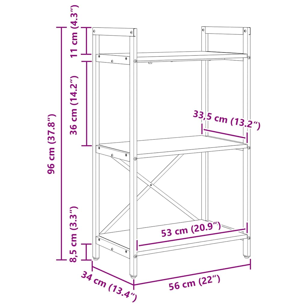 Polica Sonoma hrast 56 x 34 x 96 cm Konstruirano drvo