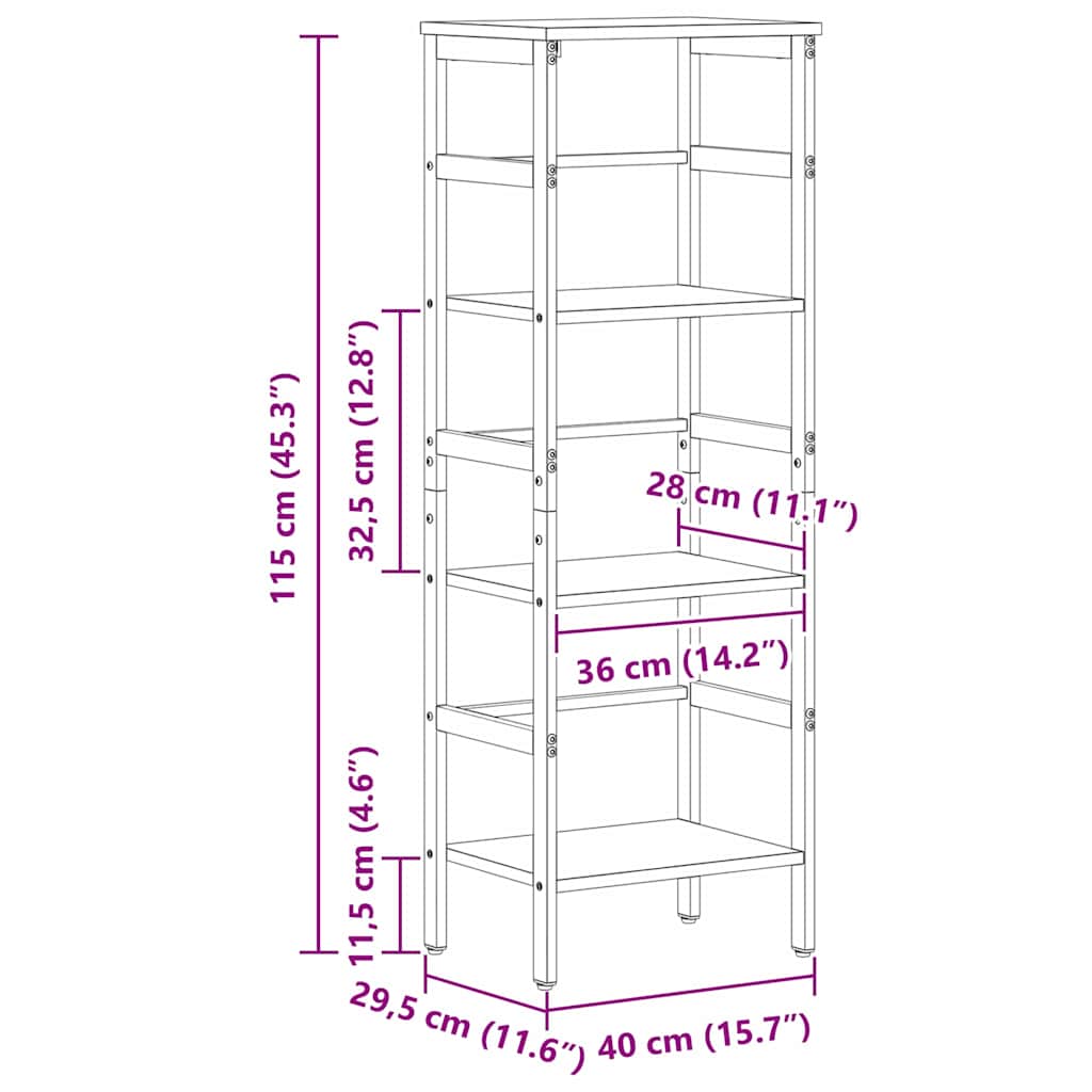 Polica Sonoma hrast 40 x 29,5 x 115 cm Konstruirano drvo