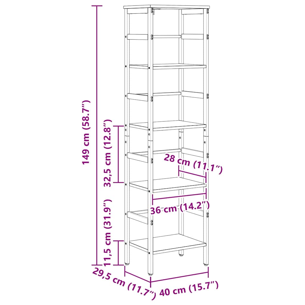 Polica Crni hrast 40 x 29,5 x 149 cm Konstruirano drvo