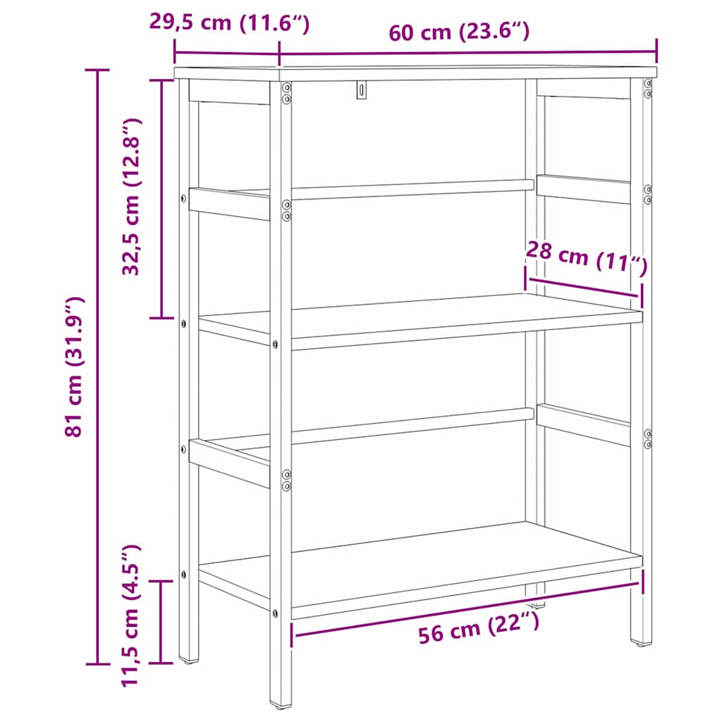 Polica Siva Sonoma 60 x 29,5 x 81 cm Konstruirano drvo