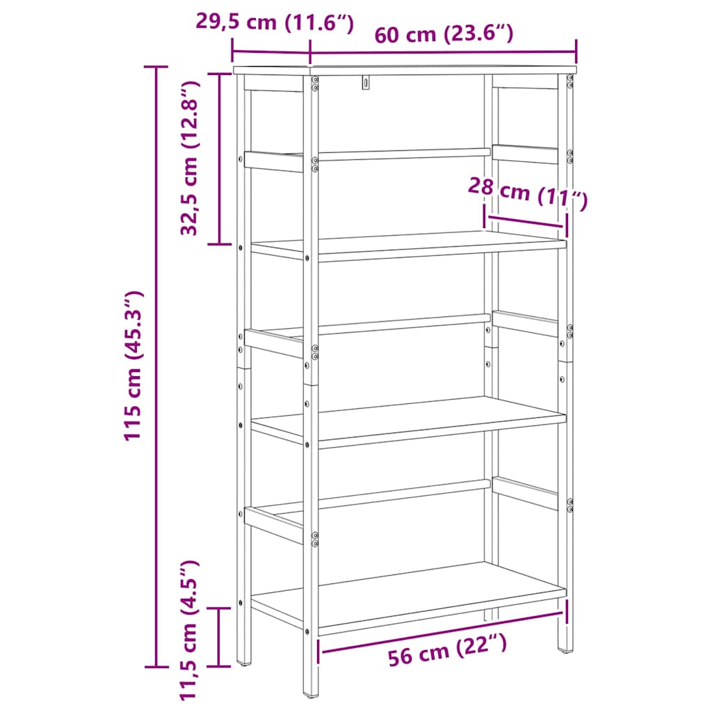 Polica Crni hrast 60 x 29,5 x 115 cm Konstruirano drvo