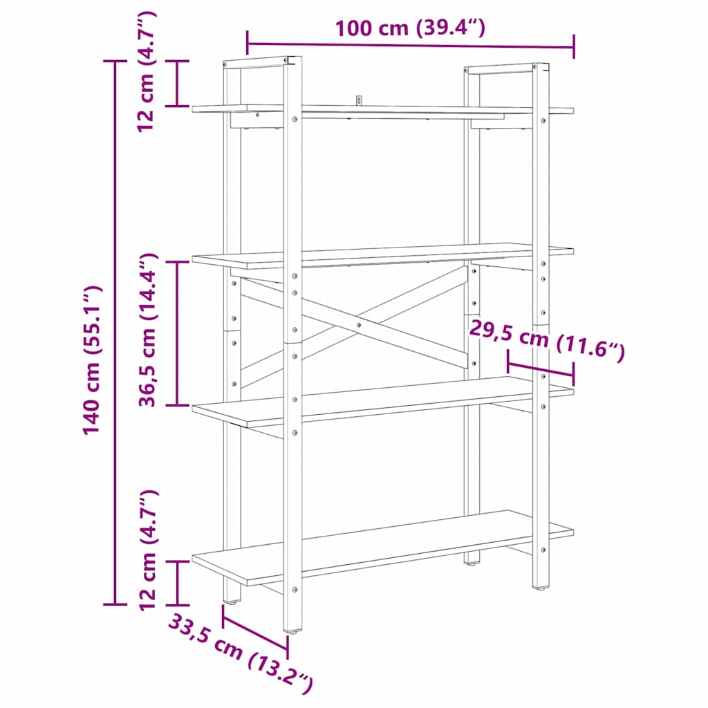 Polica Dimljeni hrast 100 x 33,5 x 140 cm Konstruirano drvo