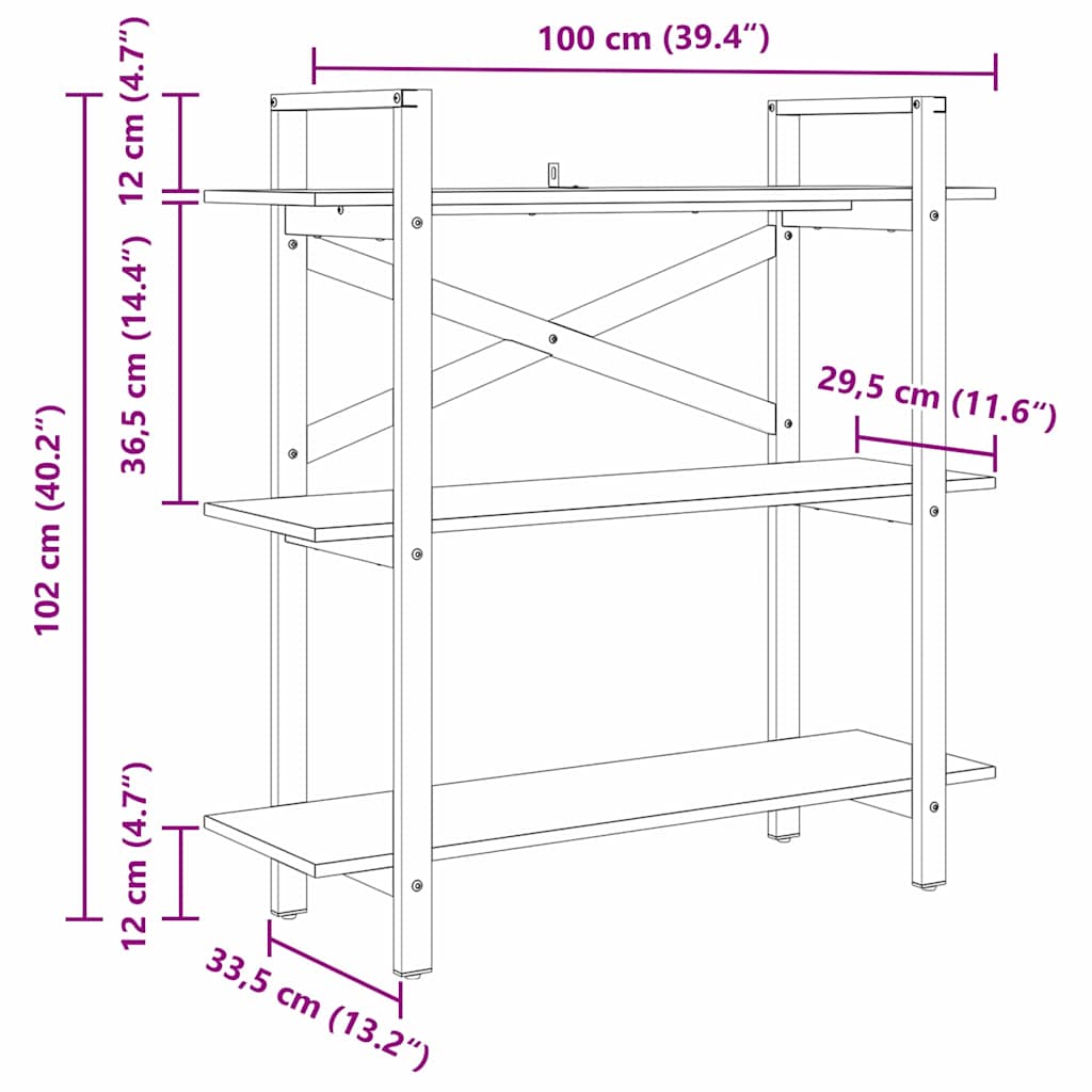 Polica Crni hrast 100 x 33,5 x 102 cm Konstruirano drvo
