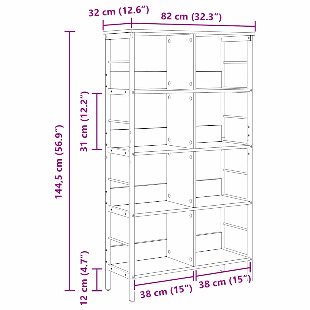Polica Umjetnički hrast 82 x 32 x 144,5 cm Konstruirano drvo