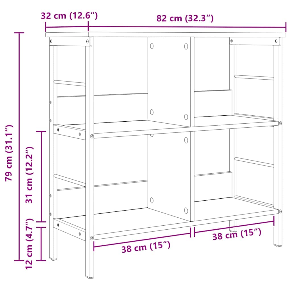 Polica Siva Sonoma 82 x 32 x 79 cm Konstruirano drvo
