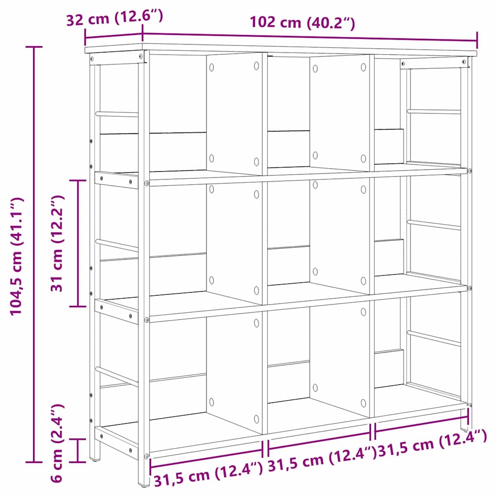 Polica Crni hrast 102 x 32 x 104,5 cm Konstruirano drvo