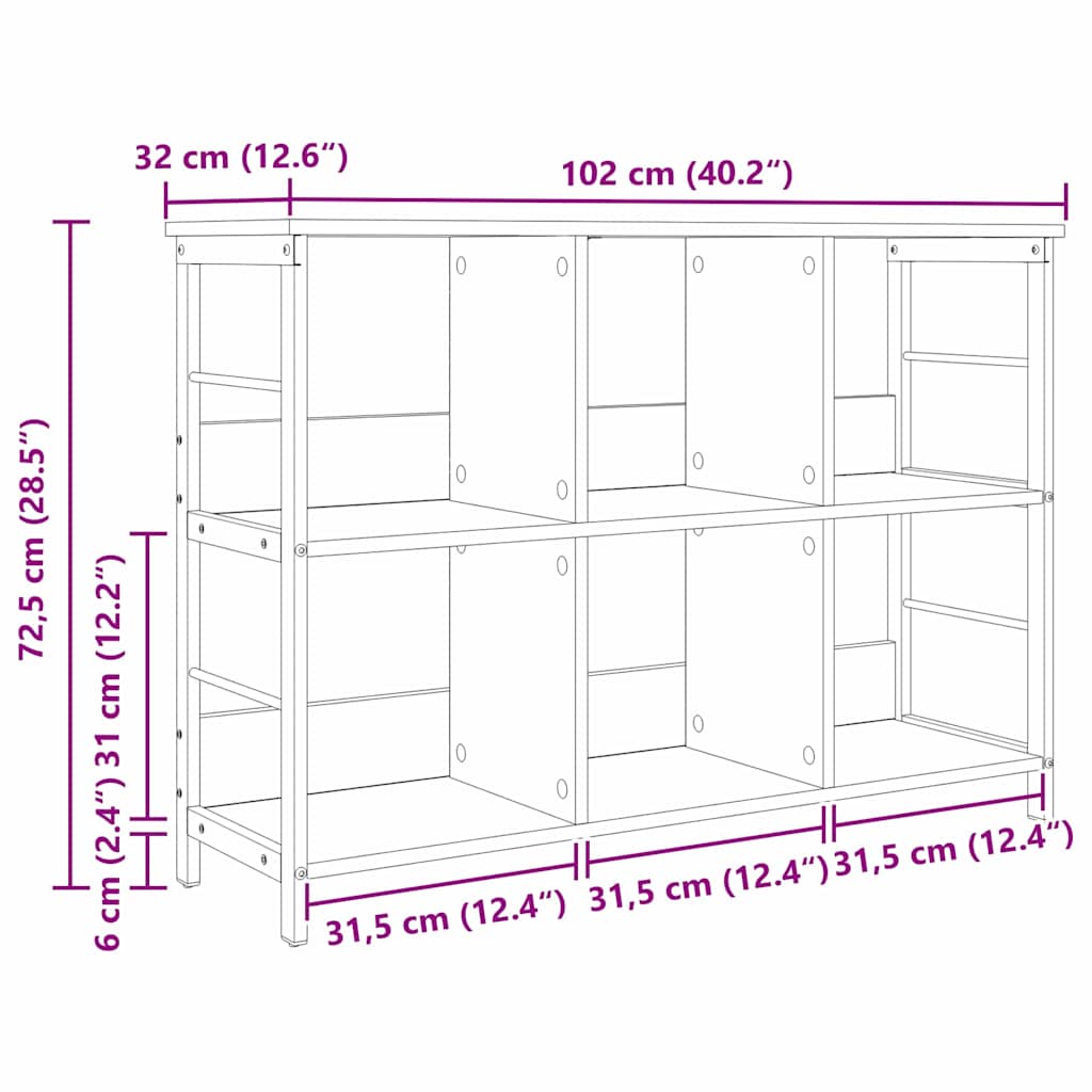 Polica Crni hrast 102 x 32 x 72,5 cm Konstruirano drvo