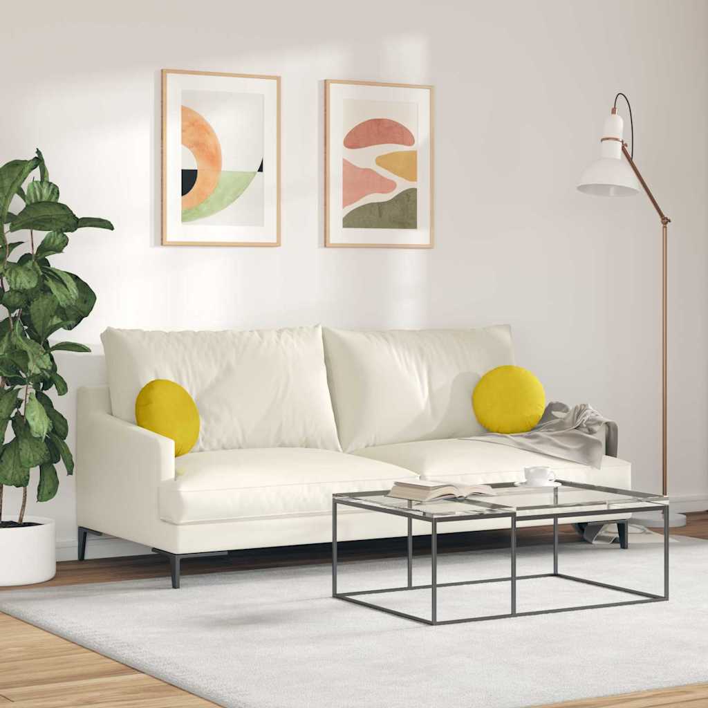 Jastučići za sjedenje 2 pcs Žuta Ø30 x 13 cm Baršun