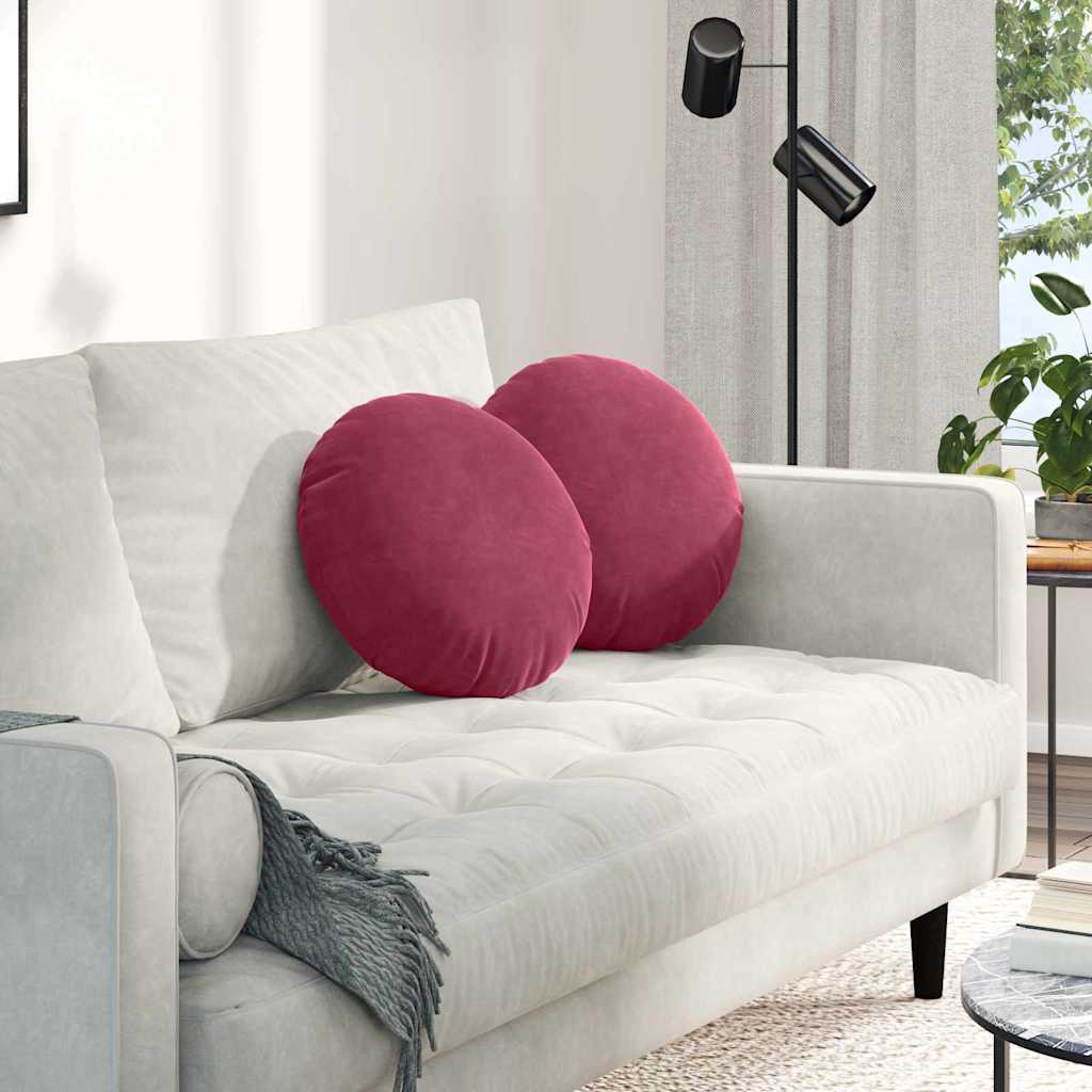 Jastučići za sjedenje 2 pcs Vinska crvena Ø 40 x 13 cm Baršun