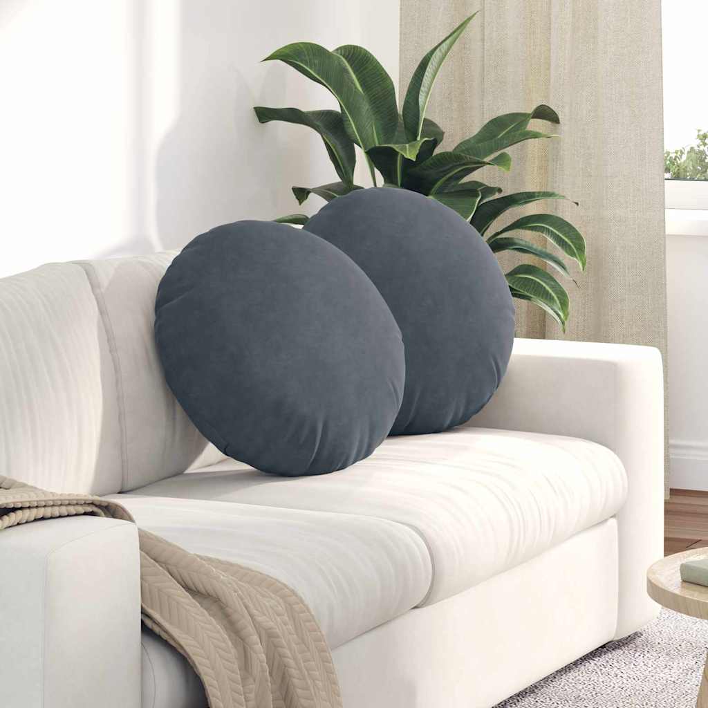 Jastučići za sjedenje 2 pcs Tamno siva Ø50 x 19 cm Baršun