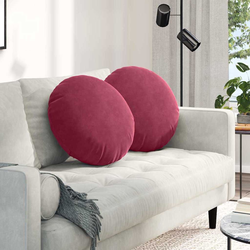 Jastučići za sjedenje 2 pcs Vinska crvena Ø50 x 19 cm Baršun