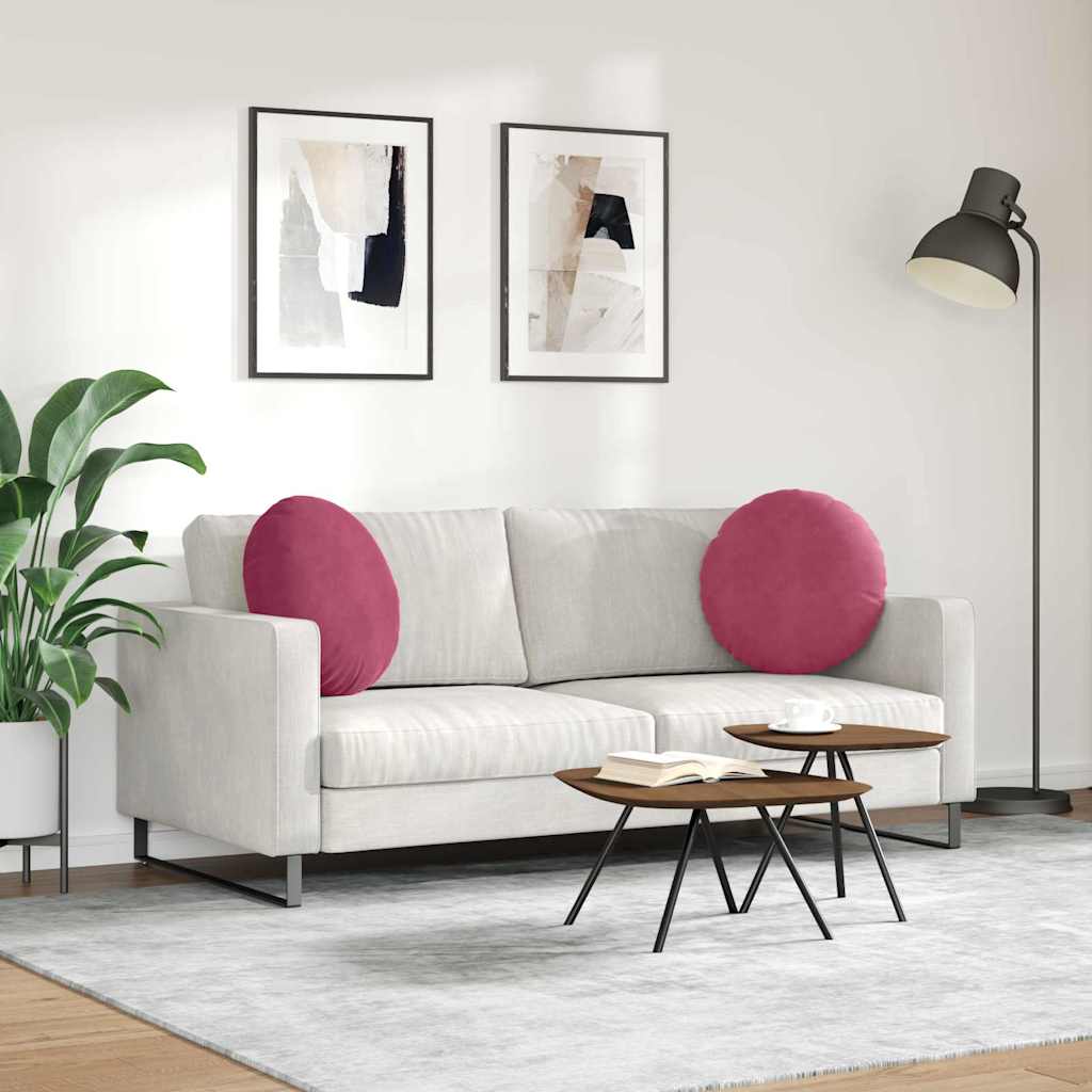 Jastučići za sjedenje 2 pcs Vinska crvena Ø50 x 19 cm Baršun
