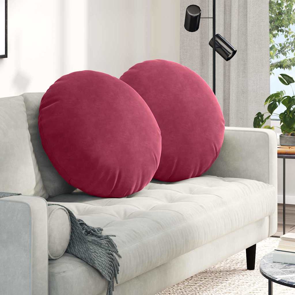 Jastučići za sjedenje 2 pcs Vinska crvena Ø60 x 21 cm Baršun