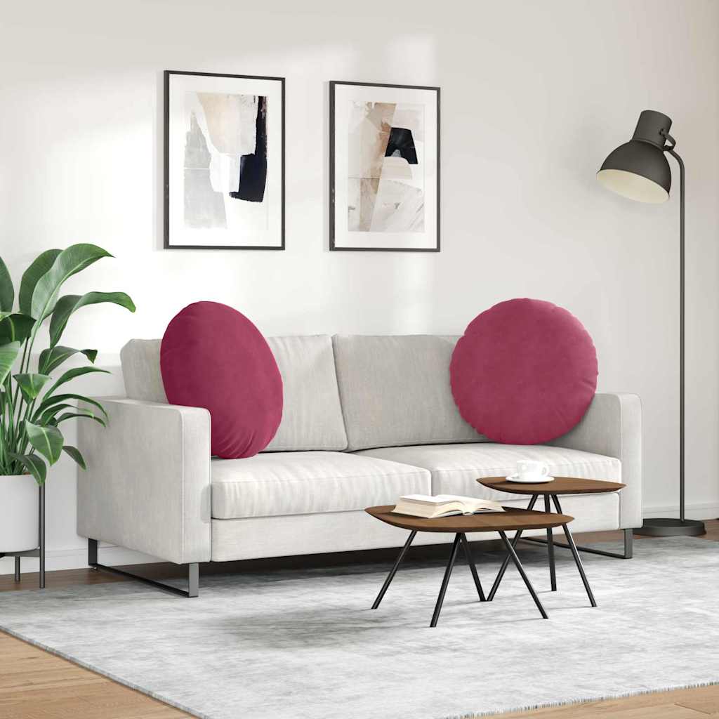Jastučići za sjedenje 2 pcs Vinska crvena Ø60 x 21 cm Baršun