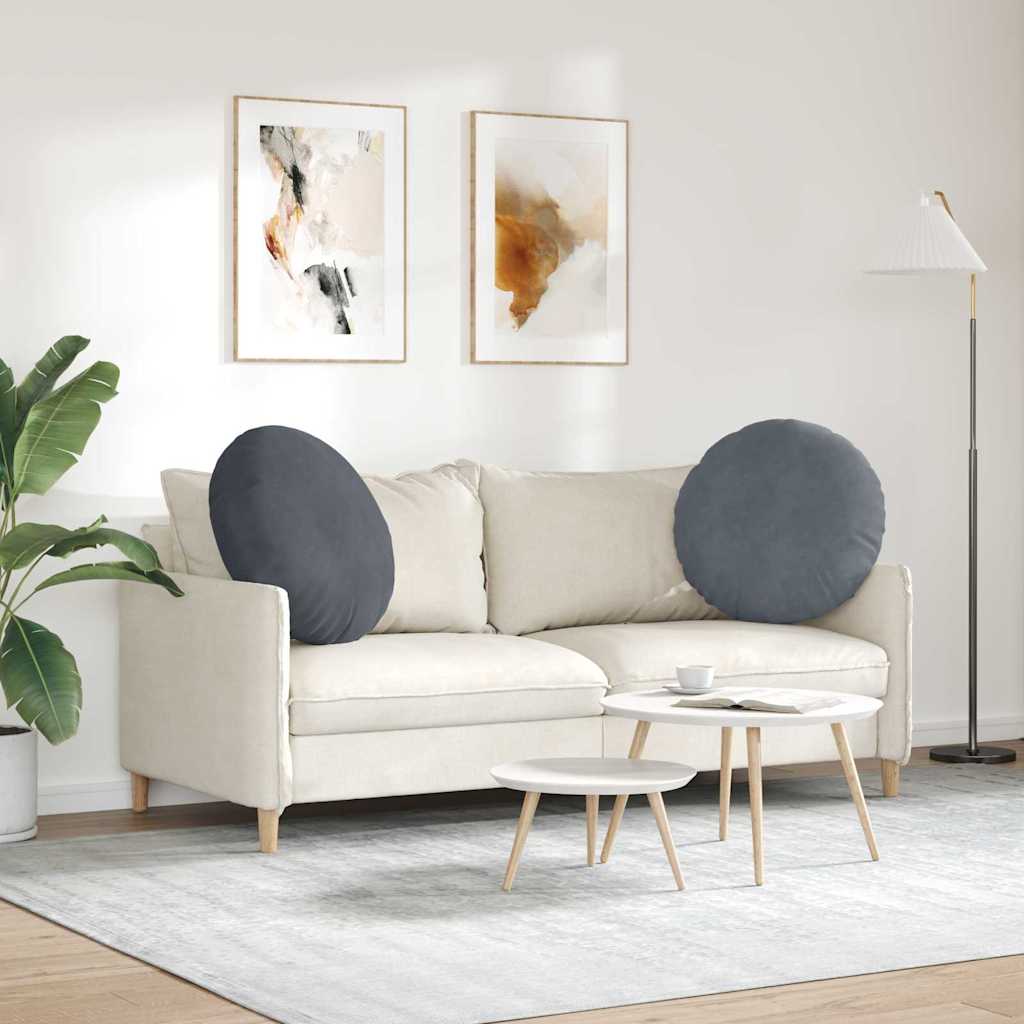 Jastučići za sjedenje 2 pcs Tamno siva Ø 40 x 13 cm Baršun