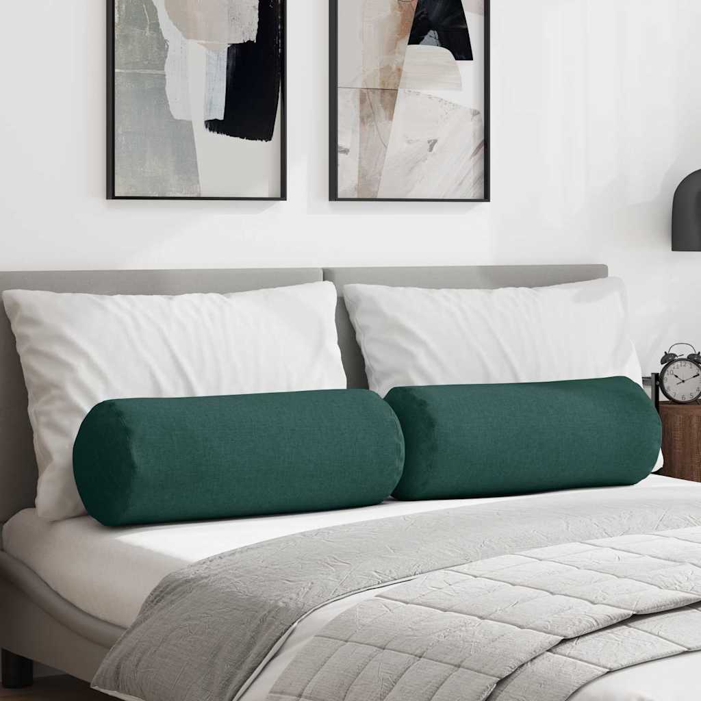 Valjkasti jastučići 2 pcs Tamnozelena Ø 25 x 70 cm tkanina